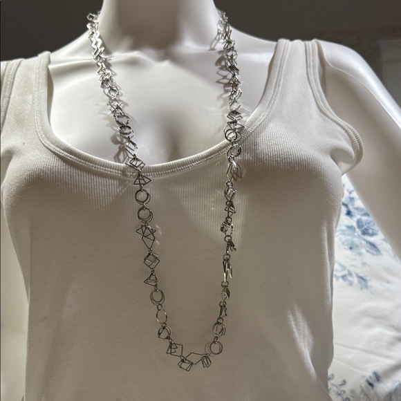 French Connection Silver Abstract Necklace - Picture 1 of 7
